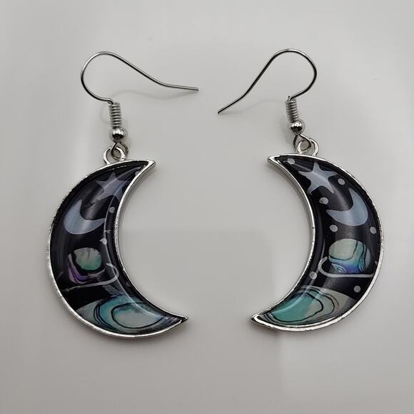 Boho Crescent Moon Earrings - Picture 4 of 5